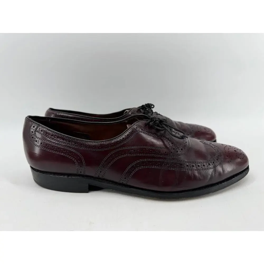 Allen Edmonds Men's Burgundy Leather Wingtip Brogue Oxford Dress Shoes 11 D USA